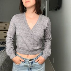 Soft long sleeve cropped wrap top